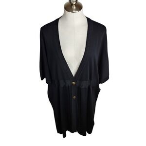 Exclusively Misook Woman Cinch Tie‎ Waist Cardigan Women's Plus Size 2X Black